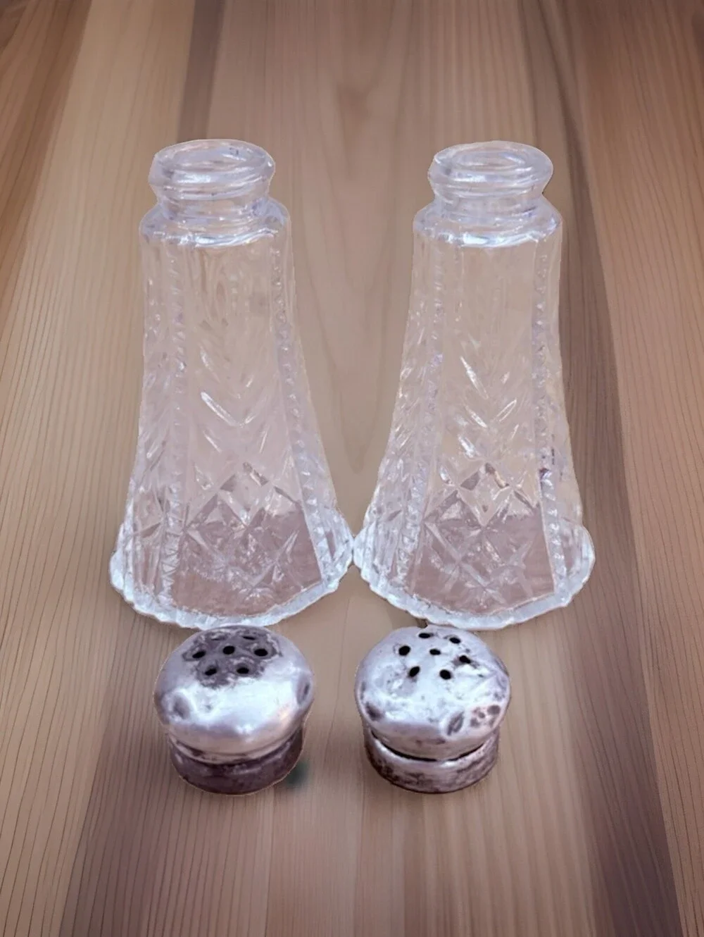 Vintage Collectible Sterling Silver Glass Salt & Pepper Shaker Sets 1960s